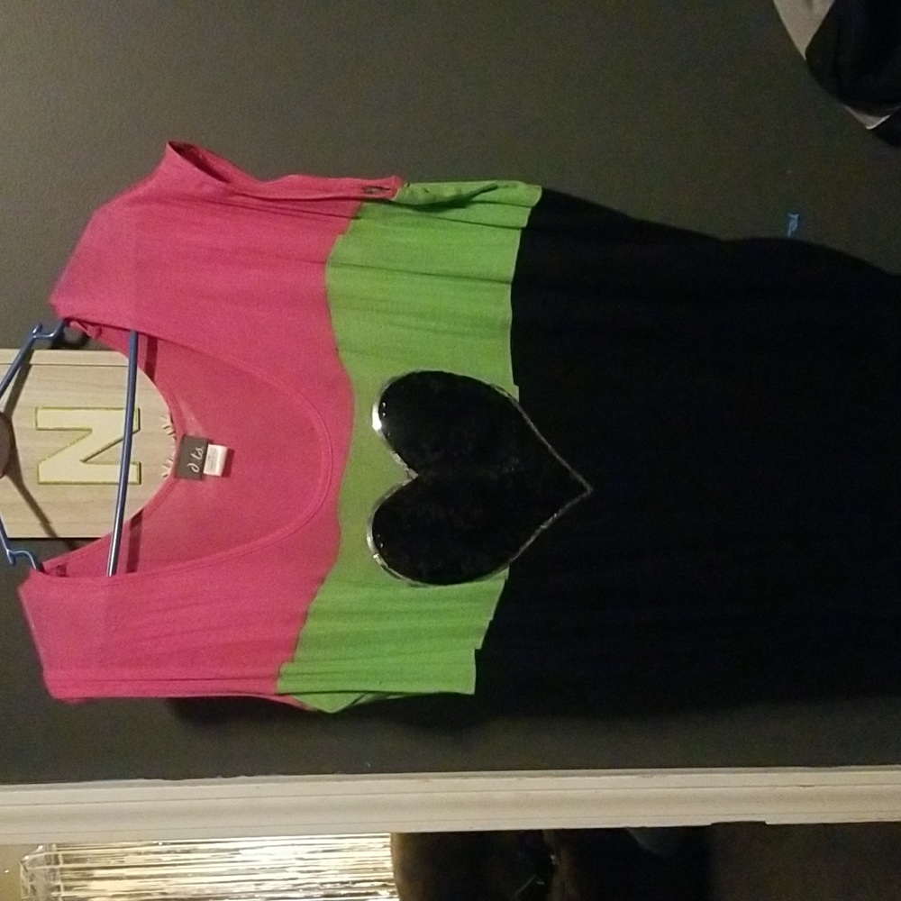 DOTS Sequins heart short sleeve shirt